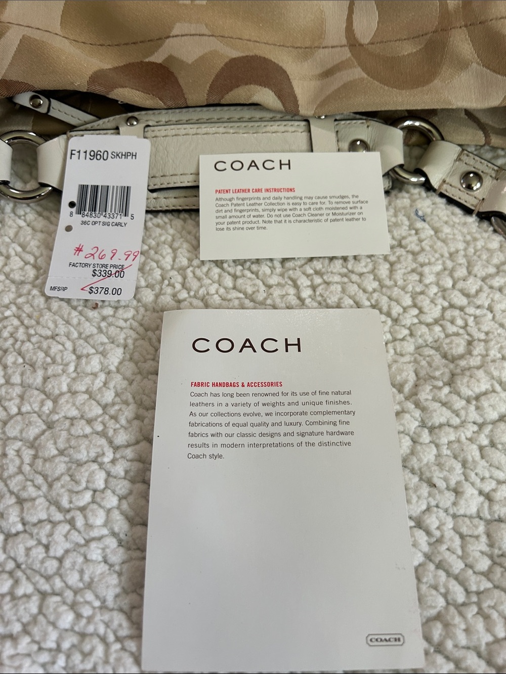 Coach Beige and Cream Signature Canvas Shoulder Bag with Silver Hardware - Picture 4 of 4